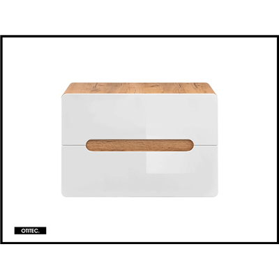 Meuble sous vasque de 80 cm - Blanc - 2 tiroirs - PASTI