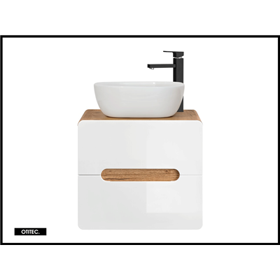 Meuble sous vasque de 80 cm - Blanc - 2 tiroirs - PASTI