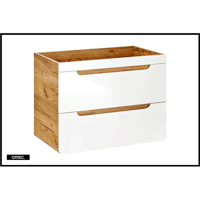 Meuble sous vasque de 80 cm - Blanc - 2 tiroirs - PASTI
