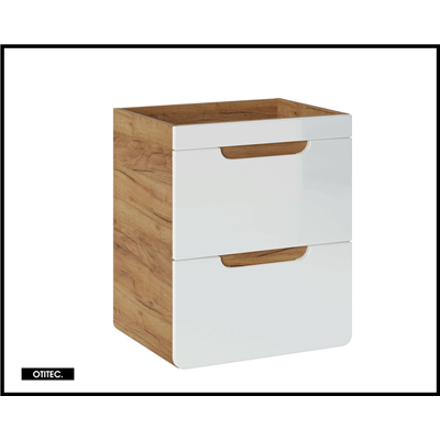 Meuble sous vasque de 50 cm - Blanc - 2 tiroirs - PASTI