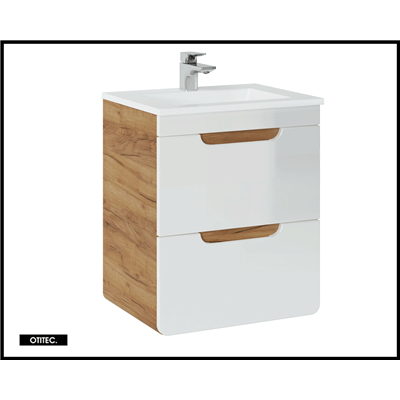 Meuble sous vasque de 50 cm - Blanc - 2 tiroirs - PASTI