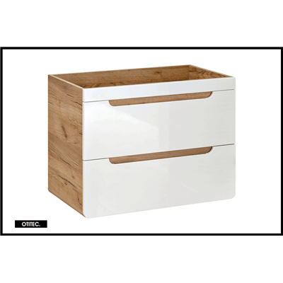 Meuble sous vasque de 60 cm - Blanc - 2 tiroirs - PASTI