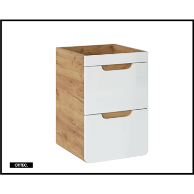 Meuble sous vasque de 40 cm - Blanc - 2 tiroirs - PASTI