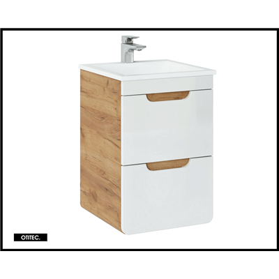 Meuble sous vasque de 40 cm - Blanc - 2 tiroirs - PASTI