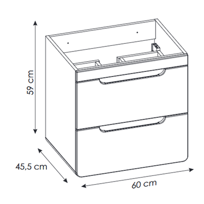 Meuble sous vasque de 60 cm - Oak - 2 tiroirs - PASTI