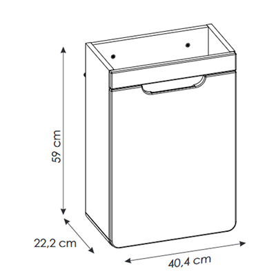 Meuble sous vasque de 40 cm - Gris - 1 porte - PASTI