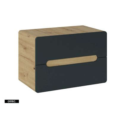 Meuble sous vasque de 80 cm - Gris - 2 tiroirs - PASTI