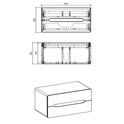 Meuble sous vasque de 80 cm - Gris - 2 tiroirs - PASTI