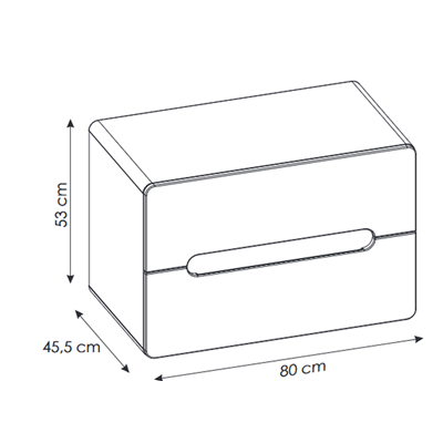 Meuble sous vasque de 80 cm - Gris - 2 tiroirs - PASTI