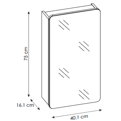 Armoire miroir de salle de bain - 40 cm - 1 porte - PASTI