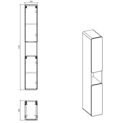 Colonne de salle de bain de 170 cm - Blanc - 2 portes - PASTI WHITE