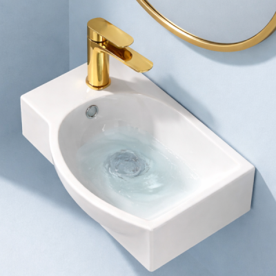 Lave-mains mural gauche -40,5 x 28 cm -Blanc -ELIN