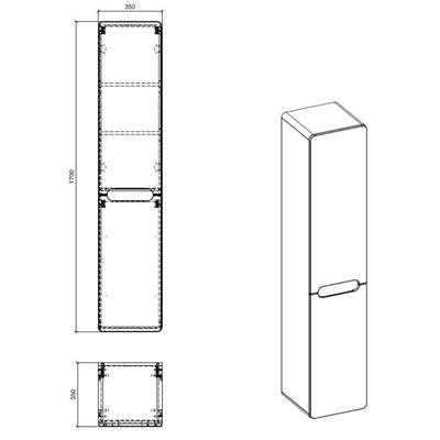 Colonne de salle de bain de 170 cm - Blanc - 2 portes - PASTI WHITE
