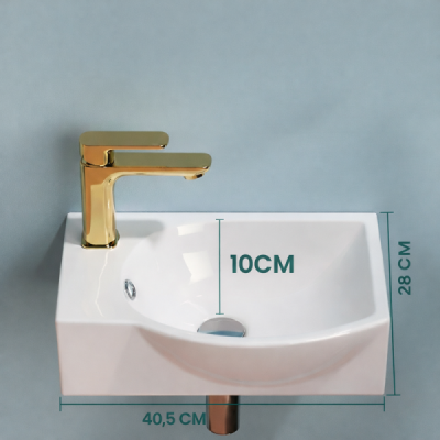 Lave-mains mural gauche -40,5 x 28 cm -Blanc -ELIN