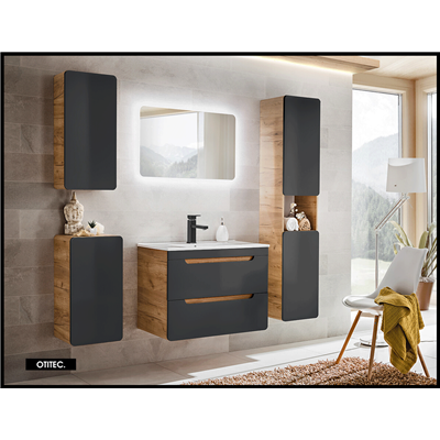 Meuble haut de salle de bain de 75 cm - Gris - 1 porte - PASTI COSMOS