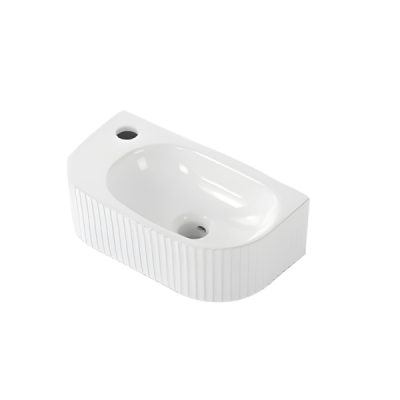 Lave-mains mural gauche -40 x 21,5 cm -Blanc rainuré -NOVA