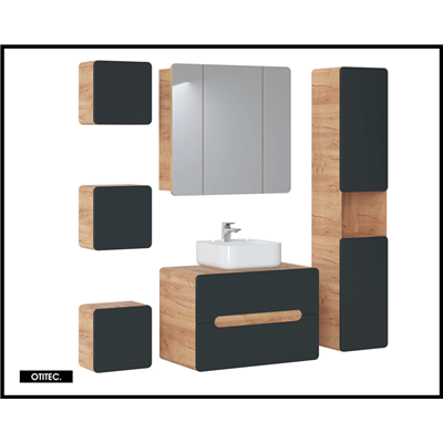 Cube de rangement haut de salle de bain - 35x35 cm - Gris - 1 porte - PASTI COSMOS