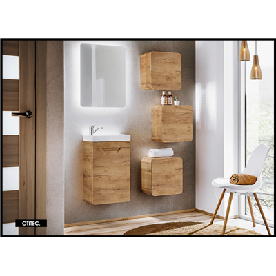 Cube de rangement haut de salle de bain - 35x35 cm - Oak - 1 porte - PASTI CRAFT