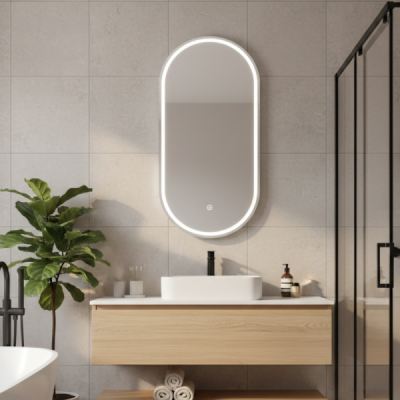 Miroir LED ovale - 50 x 70 cm - Éclairage LED en façade - OVALIA