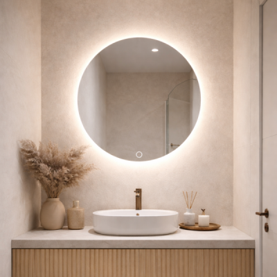 Miroir LED rond - 60 x 60 cm / 80 x 80 cm - Éclairage LED rétroéclairé - AURELIA