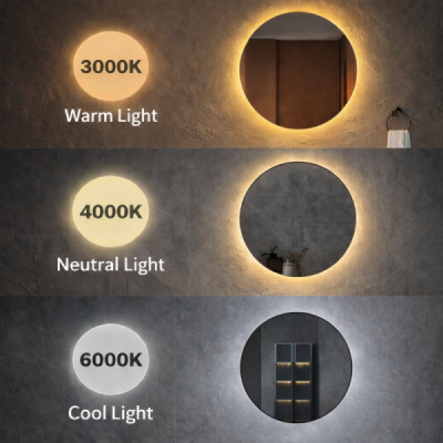 Miroir LED rond - 60 x 60 cm / 80 x 80 cm - Éclairage LED rétroéclairé - AURELIA