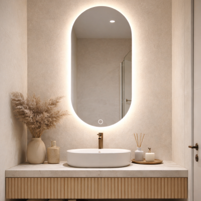 Miroir LED ovale - 50 x 70 cm - Éclairage LED rétroéclairé - AURELIA