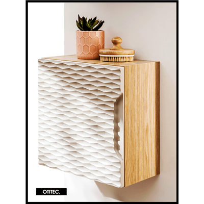 Cube de rangement haut de salle de bain - 35x35 cm - Beige - 1 porte - SEA