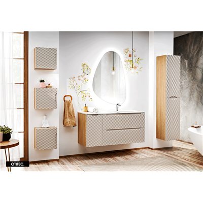 Cube de rangement haut de salle de bain - 35x35 cm - Beige - 1 porte - SEA