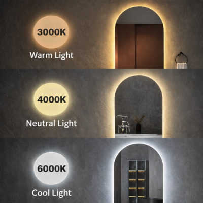 Miroir LED ovale - 50 x 70 cm - Éclairage LED rétroéclairé - AURELIA