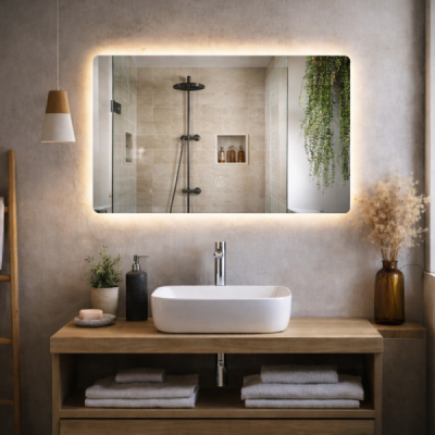 Miroir LED rectangulaire - 80 x 60 cm - Éclairage LED rétroéclairé - ORION