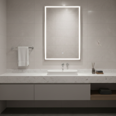 Miroir LED rectangulaire - 50 x 70 cm - Éclairage LED en façade - NÉRIA