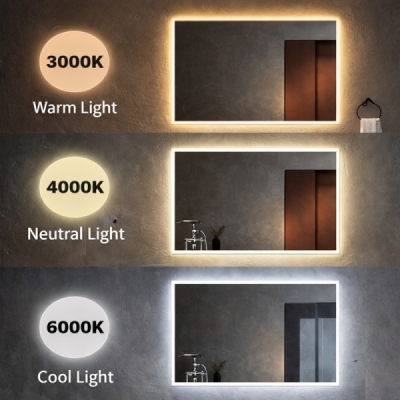 Miroir LED rectangulaire - 50 x 70 cm - Éclairage LED en façade - NÉRIA