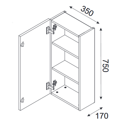 Meuble haut de salle de bain de 75 cm - Beige - 1 porte - SEA