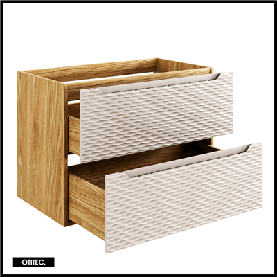 Meuble sous vasque de 80 cm - Beige - 2 tiroirs - SEA
