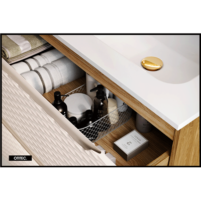 Meuble sous vasque de 80 cm - Beige - 2 tiroirs - SEA