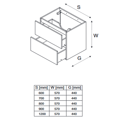 Meuble sous vasque de 60 cm - Beige - 2 tiroirs - SEA