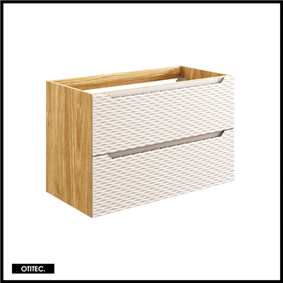 Meuble sous vasque de 90 cm - Beige - 2 tiroirs - SEA