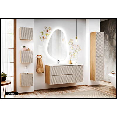 Meuble sous vasque de 90 cm - Beige - 2 tiroirs - SEA