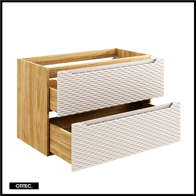 Meuble sous vasque de 90 cm - Beige - 2 tiroirs - SEA