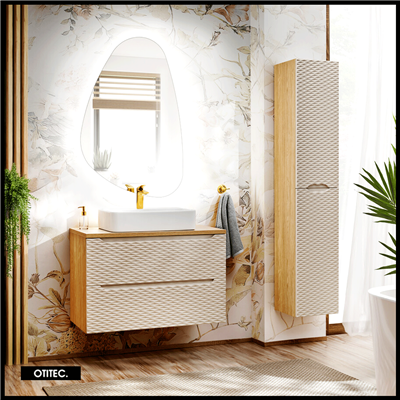 Colonne de salle de bain - 170 cm - Beige - 2 portes - SEA