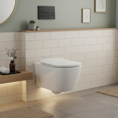 WC suspendu sans bride - 52 x 36 cm - Blanc - CLEO CONFORT