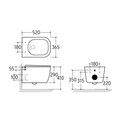 WC suspendu sans bride - 52 x 36 cm - Blanc - CLEO CONFORT