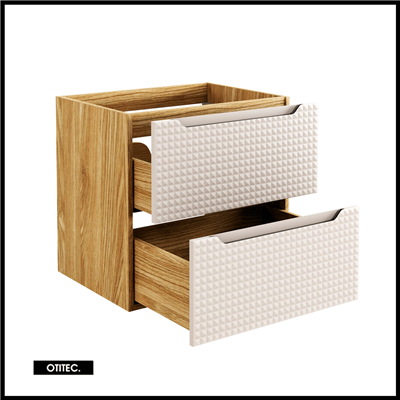 Meuble sous vasque de 60 cm - Beige - 2 tiroirs - SETTA