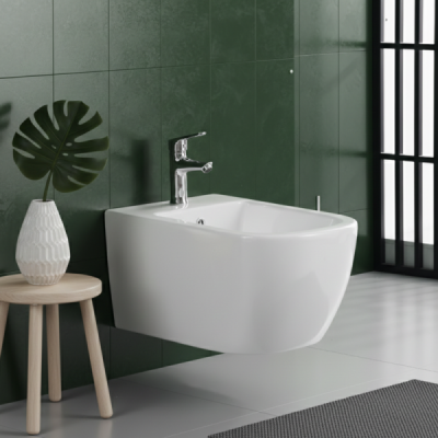 Bidet suspendu - 52 x 37 x 29 cm - Blanc - CLEO