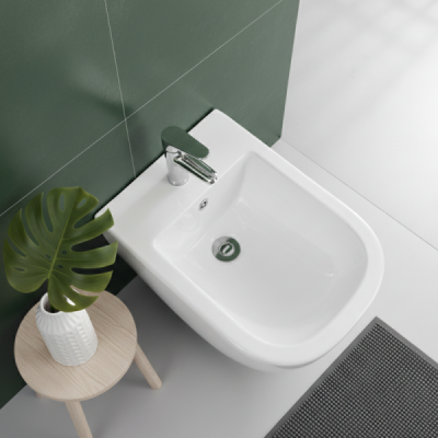 Bidet suspendu - 52 x 37 x 29 cm - Blanc - CLEO