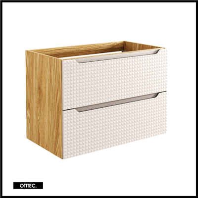 Meuble sous vasque de 80 cm - Beige - 2 tiroirs - SETTA