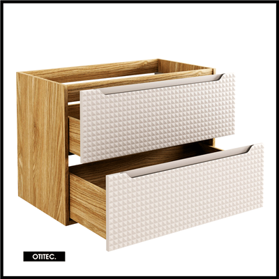 Meuble sous vasque de 80 cm - Beige - 2 tiroirs - SETTA