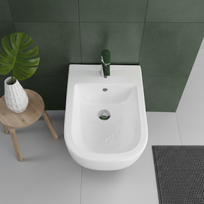 Bidet suspendu - 52 x 37 x 29 cm - Blanc - CLEO