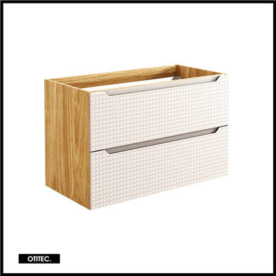 Meuble sous vasque de 90 cm - Beige - 2 tiroirs - SETTA