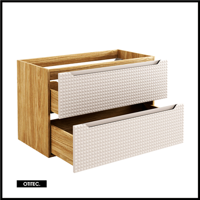 Meuble sous vasque de 90 cm - Beige - 2 tiroirs - SETTA